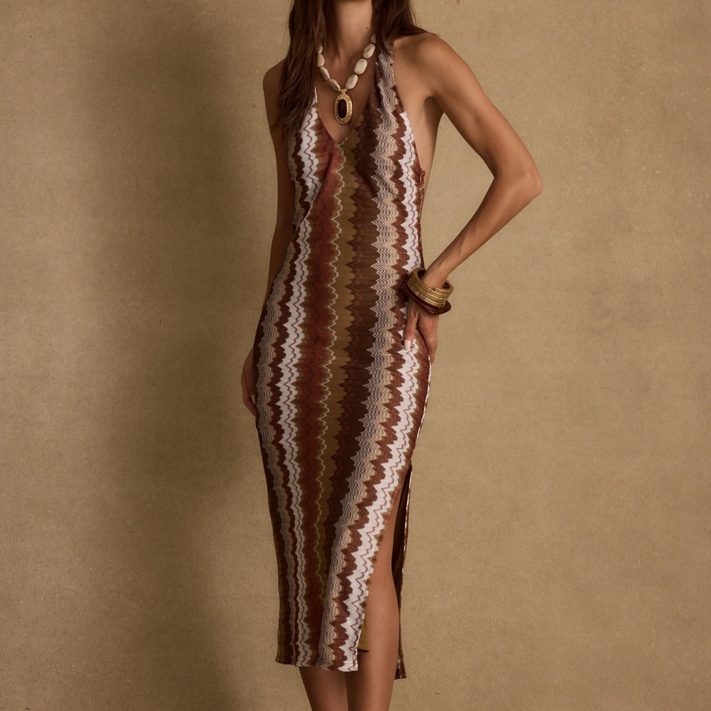 12th Tribe | Arista Chevron Halter Maxi Dress